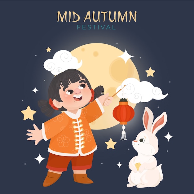 Flat mid-autumn festival illustration