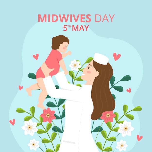 Free Vector flat midwives day illustration