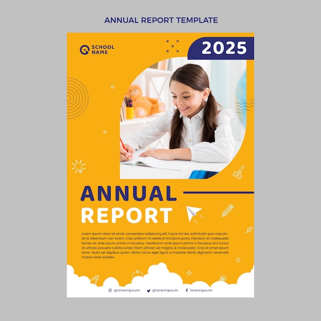 Flat minimal annual report template for attending international school