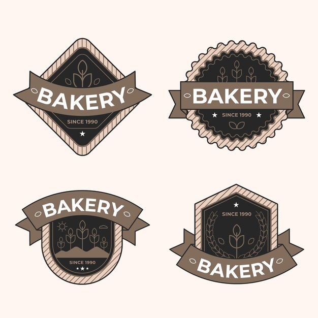 Flat minimal bakery labels collection