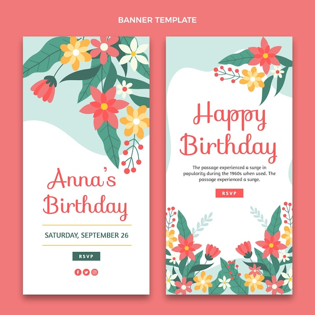 Flat minimal birthday banners vertical