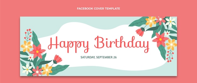 Flat minimal birthday facebook cover