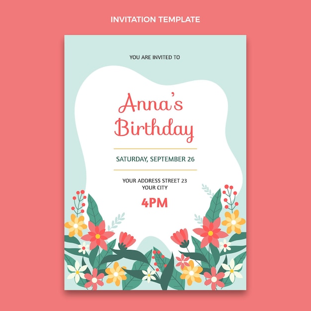 Flat minimal birthday invitation