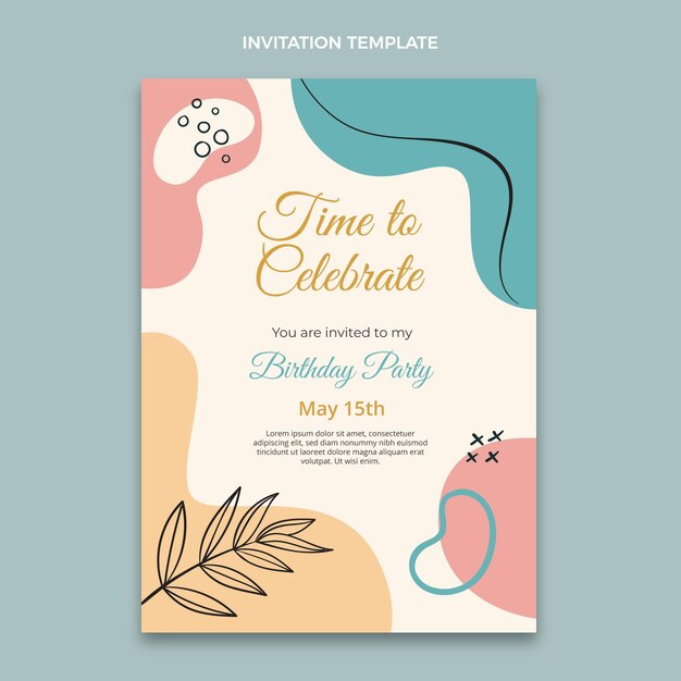 Flat minimal birthday invitation