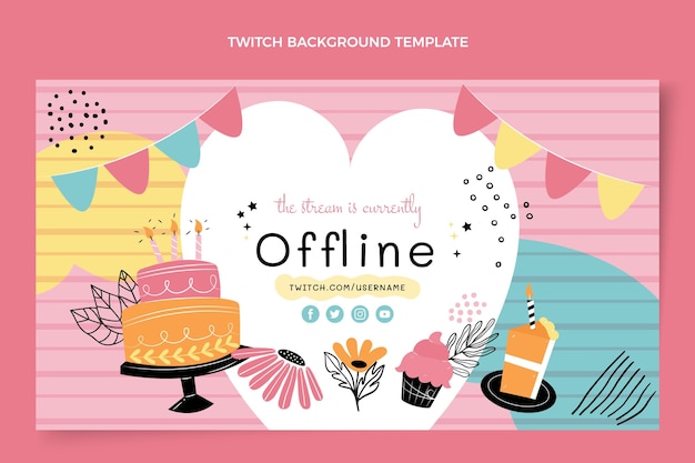 Flat minimal birthday twitch background