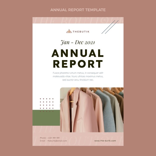 Free vector flat minimal clothing boutique annual report template