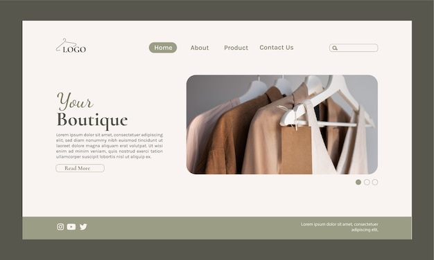 Free vector flat minimal clothing boutique landing page template