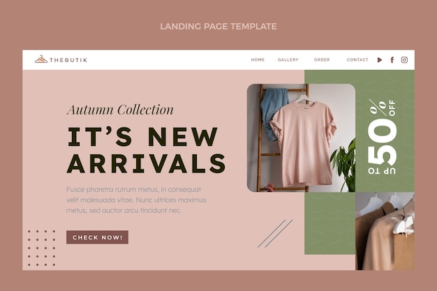 Flat minimal clothing boutique landing page template