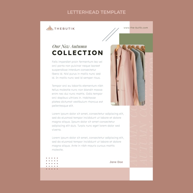 Free vector flat minimal clothing boutique letterhead template