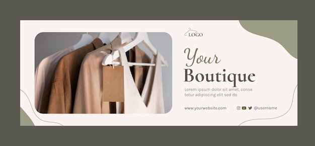 Free vector flat minimal clothing boutique social media cover template