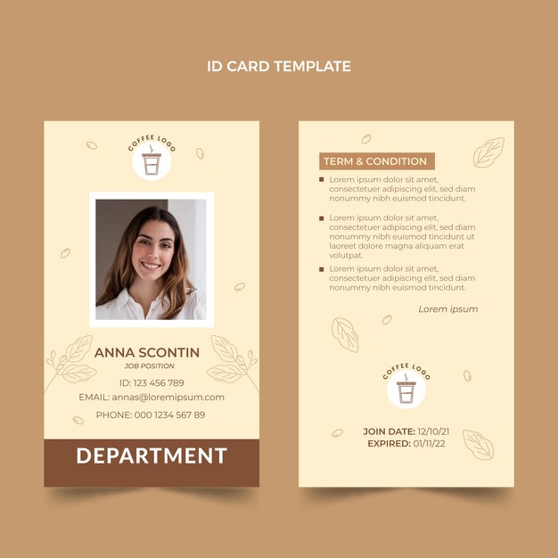 Flat minimal coffee shop id card template