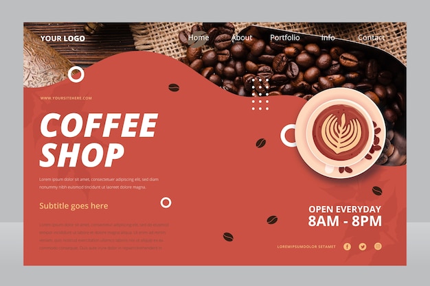 Free vector flat minimal coffee shop landing page template