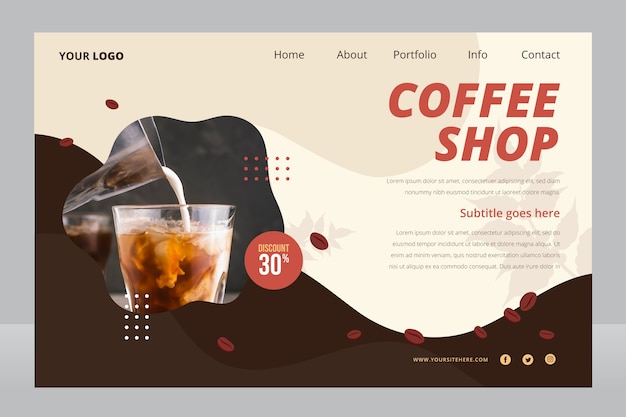 Free Vector flat minimal coffee shop landing page template