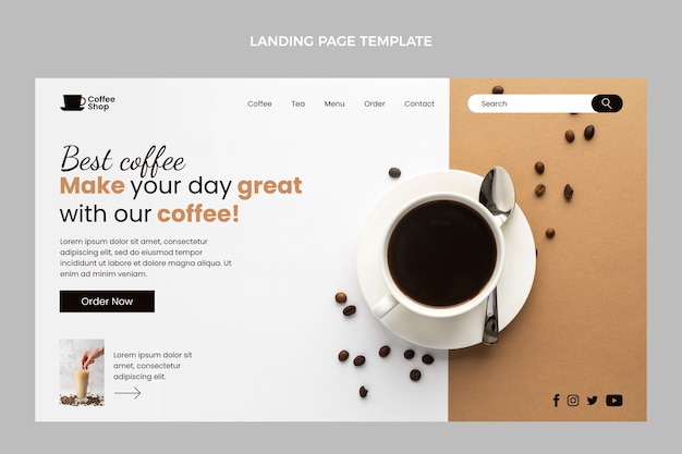 Free vector flat minimal coffee shop landing page template