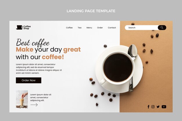 Flat minimal coffee shop landing page template