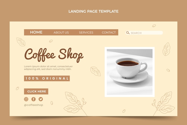 Flat minimal coffee shop landing page template