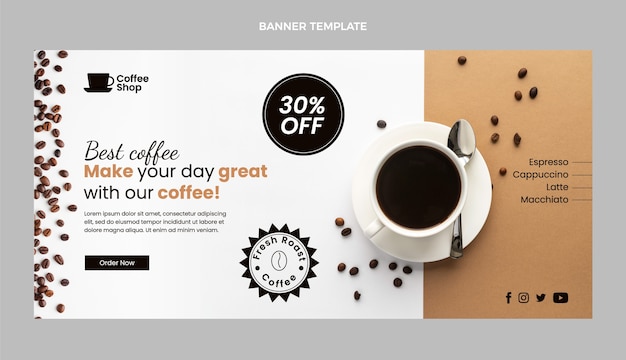 Free Vector flat minimal coffee shop sale background