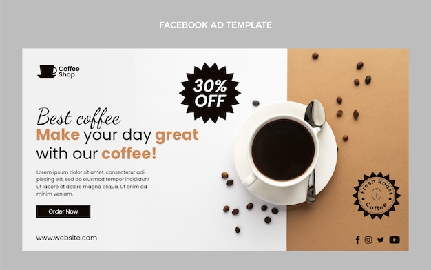 Free vector flat minimal coffee shop social media promo template