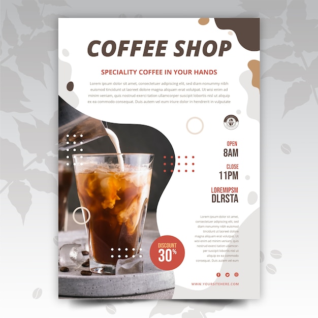 Flat minimal coffee shop vertical poster template