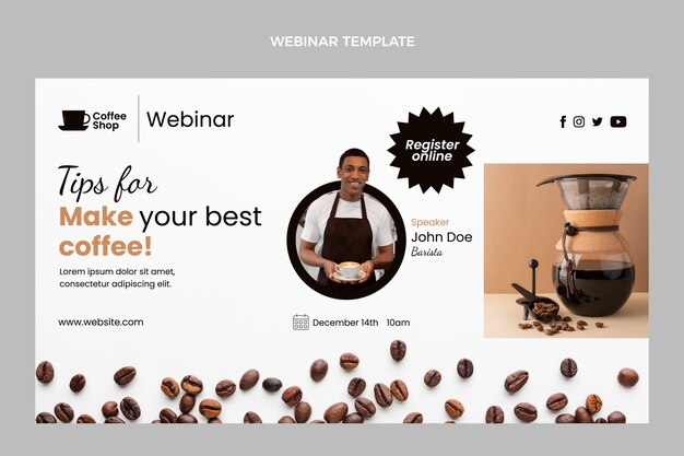 Flat minimal coffee shop webinar template