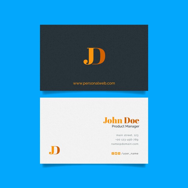 Flat minimal double-sided horizontal business card template