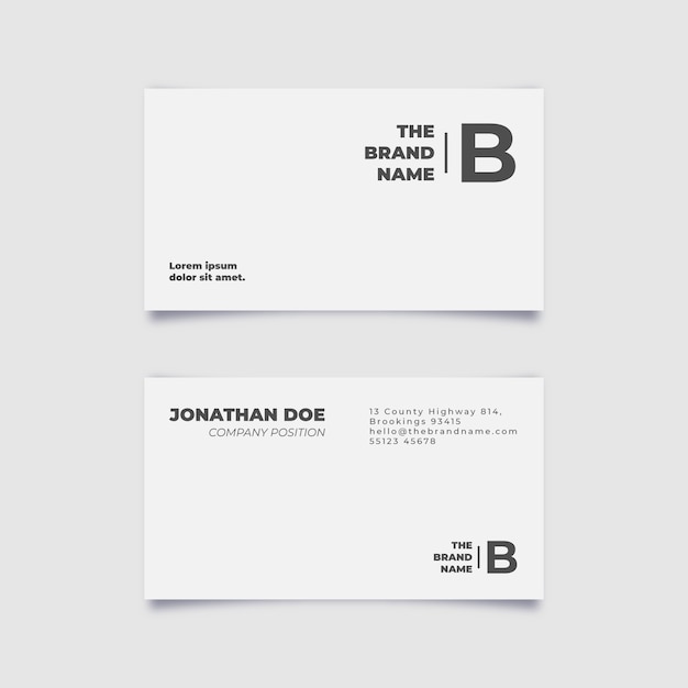 Flat minimal double-sided horizontal business card template