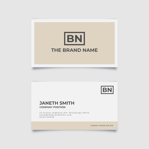 Flat minimal double-sided horizontal business card template