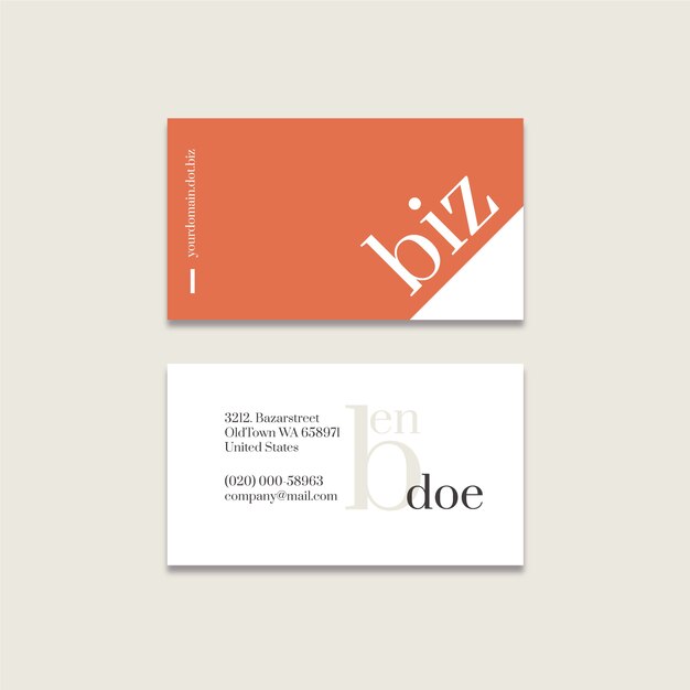 Flat minimal double-sided horizontal business card template