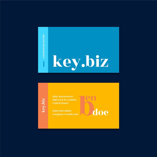 Flat minimal double-sided horizontal business card template