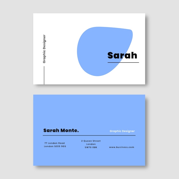 Flat minimal double-sided horizontal business card template