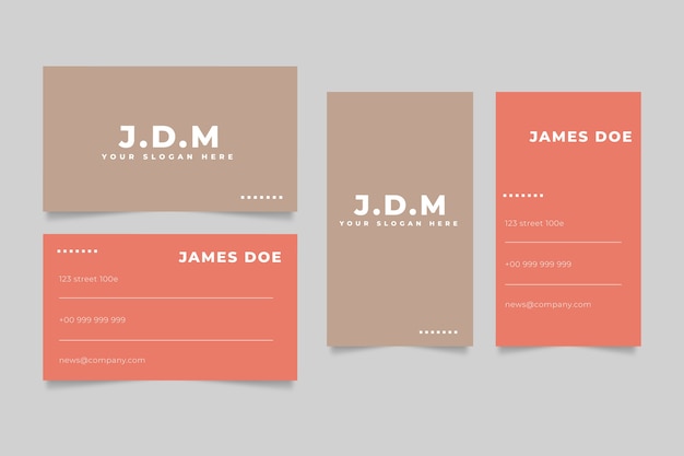 Free Vector flat minimal double-sided horizontal and vertical business card template