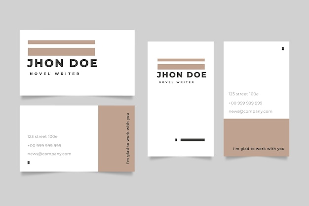 Free vector flat minimal double-sided horizontal and vertical business card template