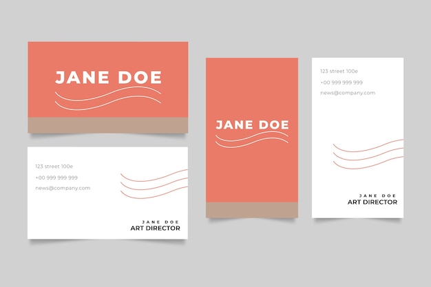 Free Vector flat minimal double-sided horizontal and vertical business card template