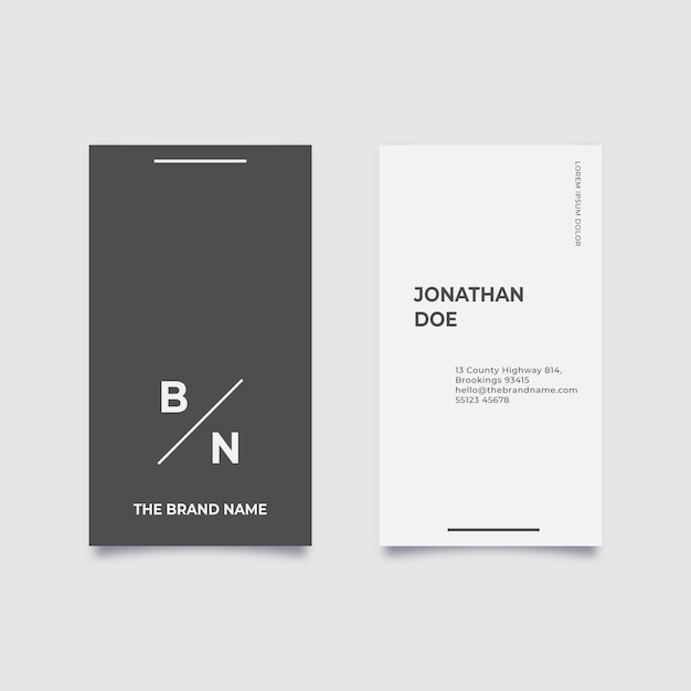 Flat minimal double-sided vertical business card template