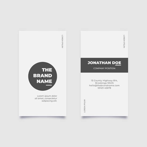 Flat minimal double-sided vertical business card template