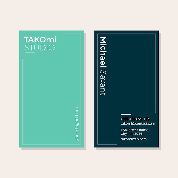 Flat minimal double-sided vertical business card template