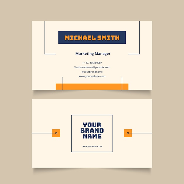 Flat minimal horizontal double-sided business card template