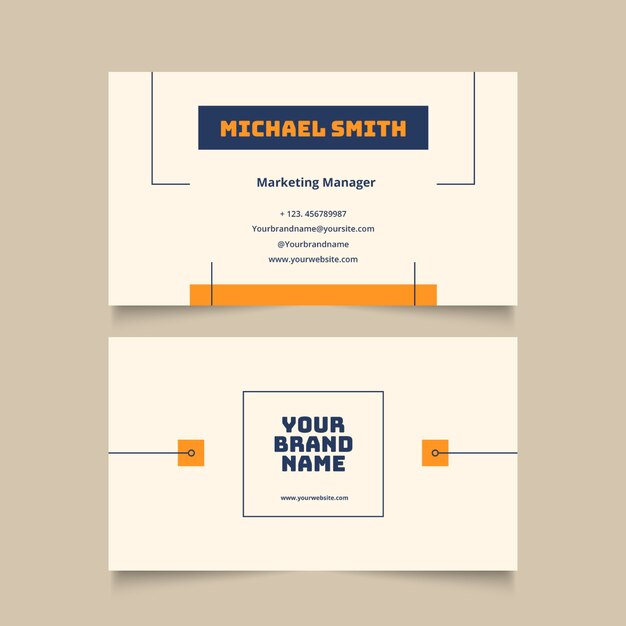 Flat minimal horizontal double-sided business card template