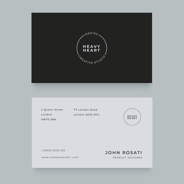 Flat minimal horizontal double-sided business card template