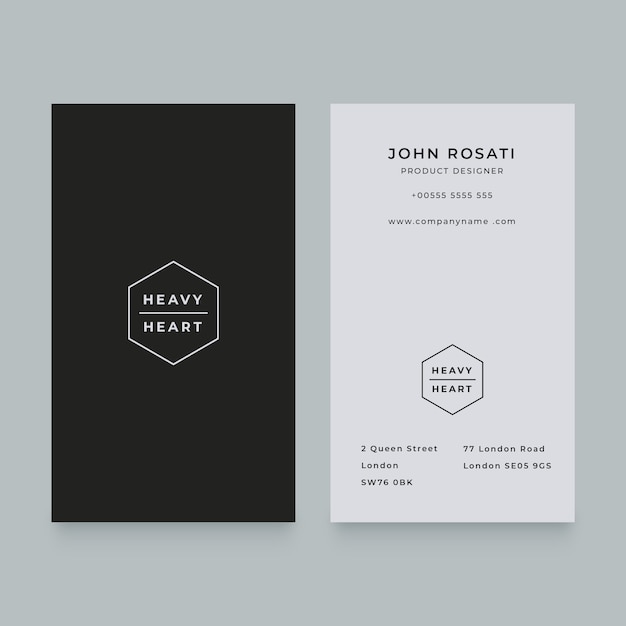 Flat minimal horizontal double-sided business card template