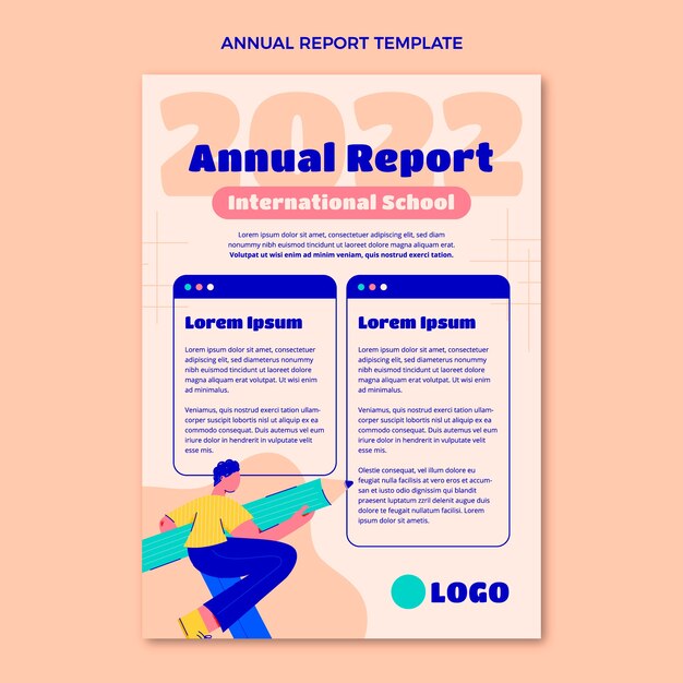 Flat minimal international school annual report template