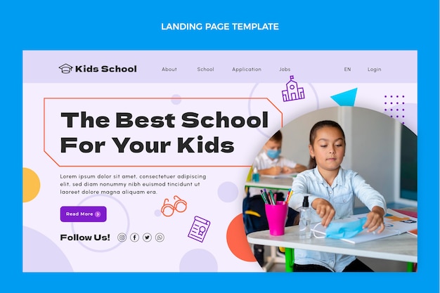 Flat minimal international school landing page template