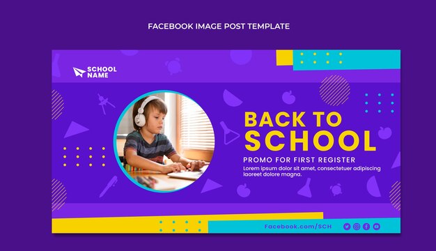 Flat minimal international school social media post template