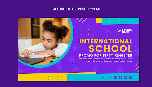 Flat minimal international school social media post template