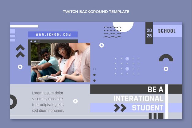 Flat minimal international school twitch background