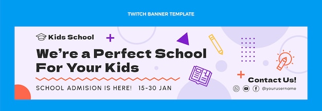 Flat minimal international school twitch banner