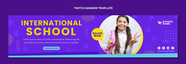 Flat minimal international school twitch banner