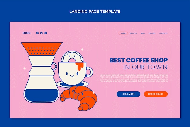 Free Vector flat minimal landing page template for coffee shop