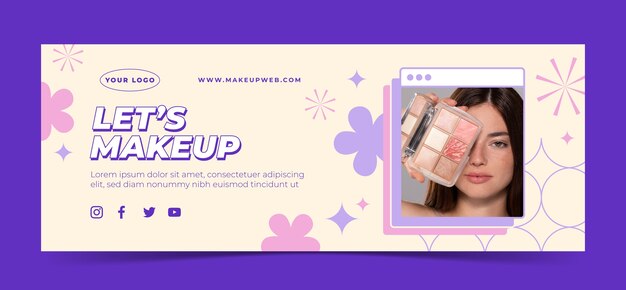 Flat minimal makeup artist social media cover template