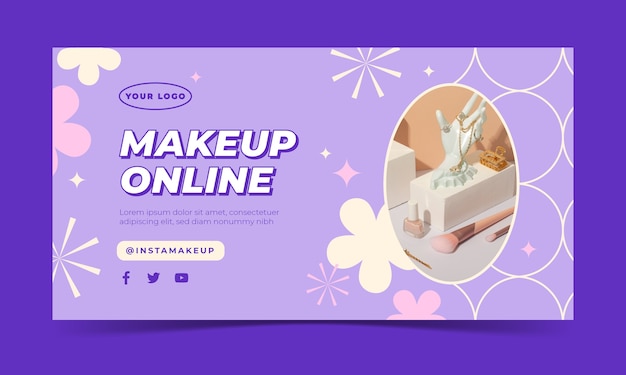 Flat minimal makeup artist social media promo template